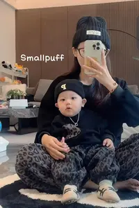 Smallpuff.小泡芙新款秋冬韩系婴童豹纹套装