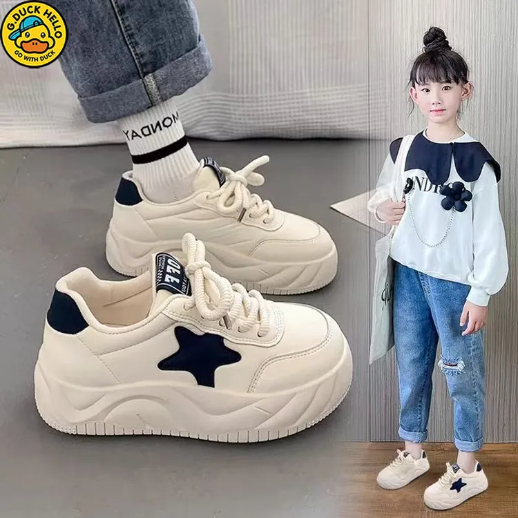 G.DUCK小黄鸭女童鞋2025春秋款新款儿童面包鞋小白鞋运动鞋中大童