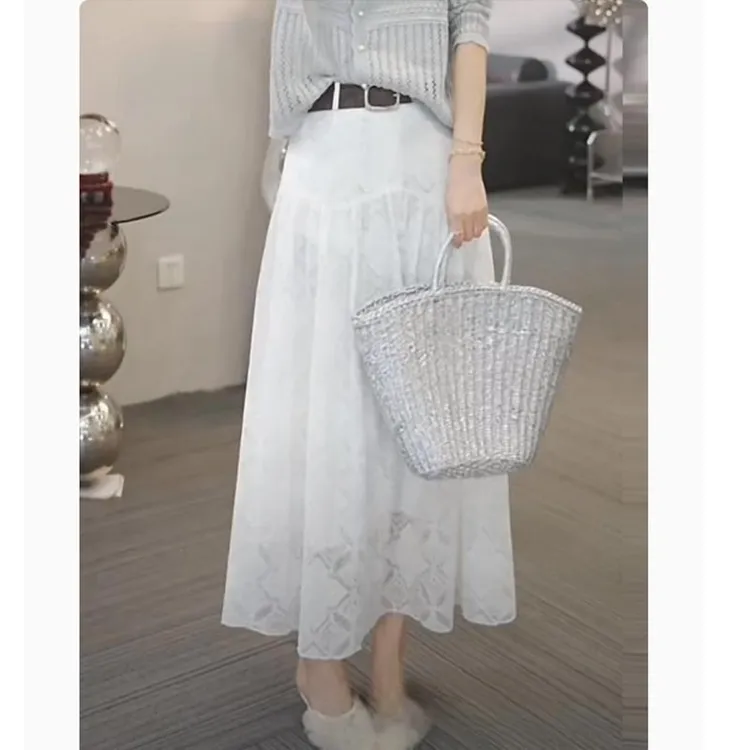 香朵儿气质甜美洋气半身裙女2025年夏季新款减龄时尚百搭白色裙子