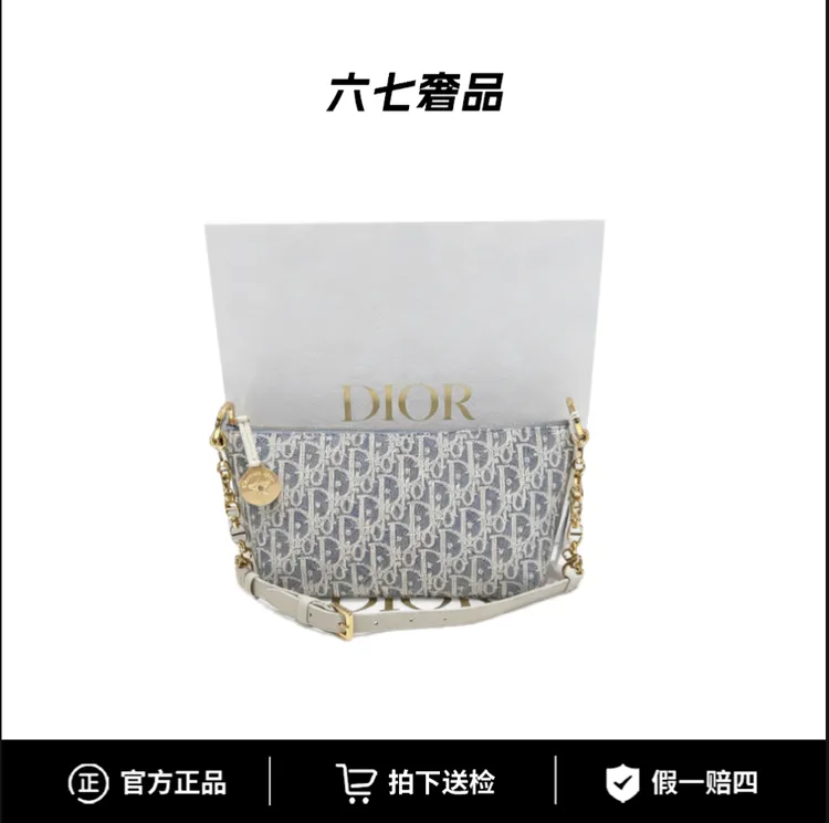 未使用 DIOR/迪奥 星星饭盒包 25年编码 灰蓝色腋下包