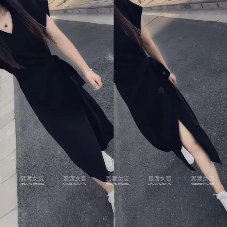 2025夏季新款时尚显瘦气质女士网红洋气连衣裙百搭款D9070