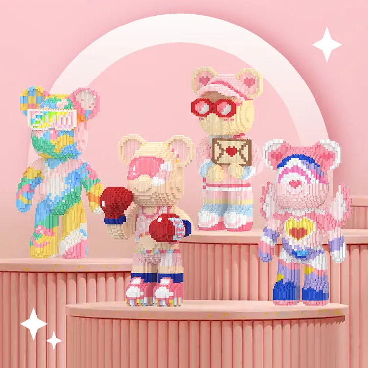 暴力熊潮玩拼装积木美致梦幻款国潮玩具摆件