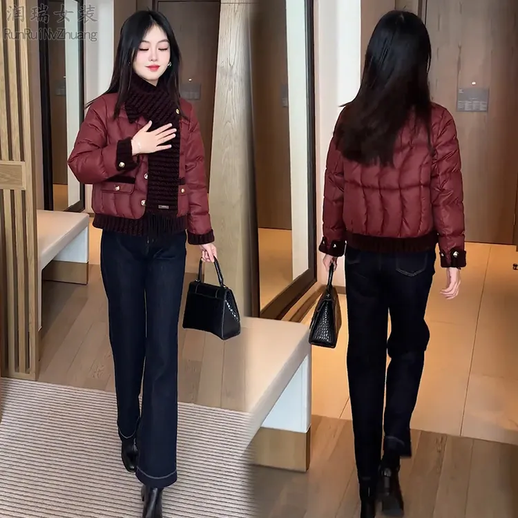 韩版小香风短款棉服女2025冬季新款小个子洋气减龄保暖棉袄外套潮