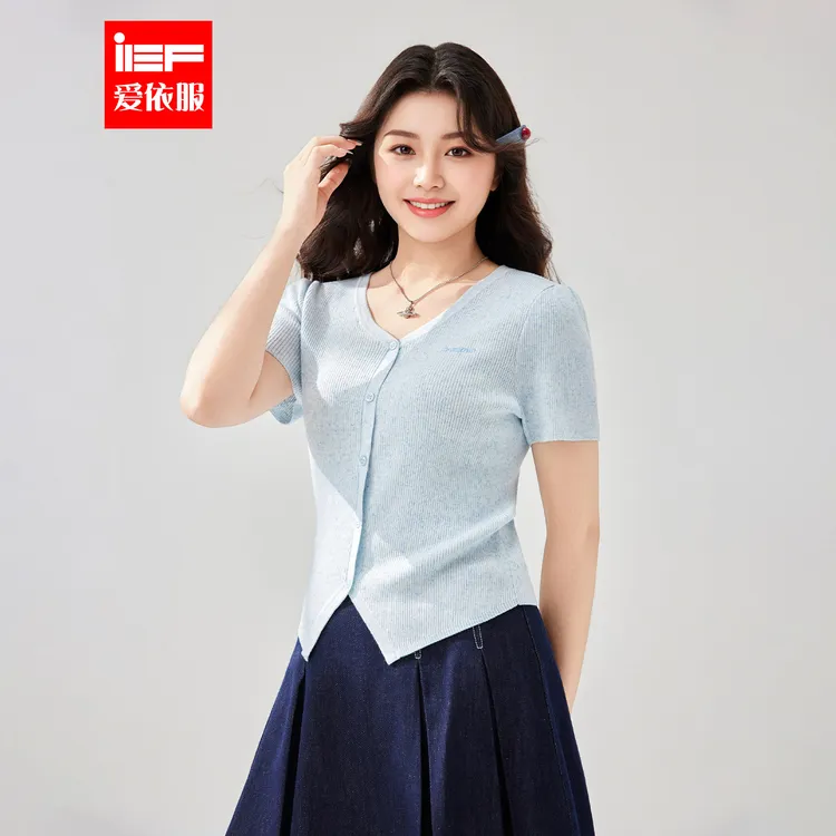 IEF/爱依服【微胖】大码女装2025夏季新款小女人毛织上衣流光风