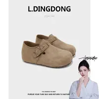  【刘叮咚女鞋】5cm一脚蹬增高厚底勃肯鞋时尚休闲鞋休闲百搭 6091