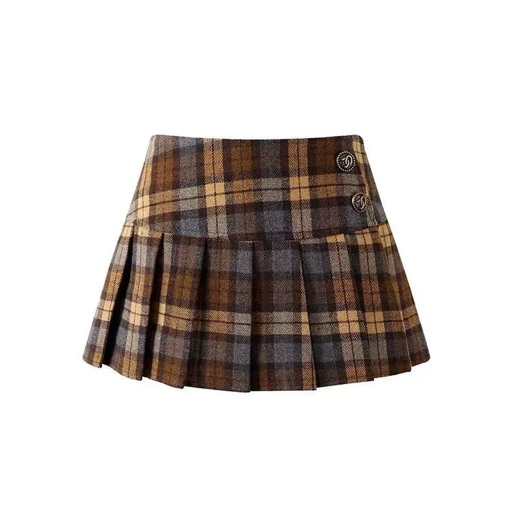 秋冬季两色百搭学院风短款百褶裙纯欲显瘦设计感半身裙自带安全裤