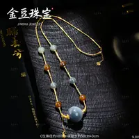 【金豆】运转||18K金和田玉楼兰青花大转运珠锁骨链吊坠V