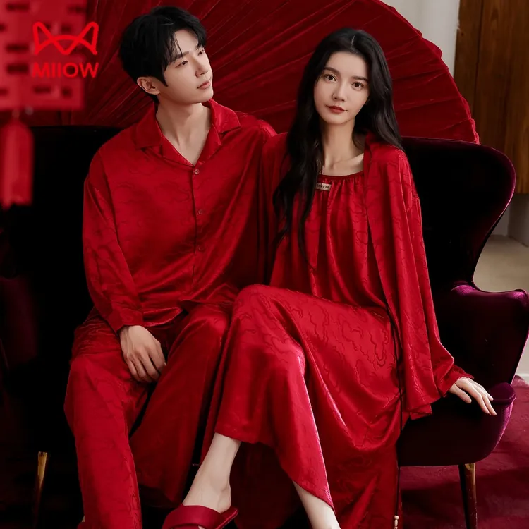 猫人红色睡衣情侣新婚秋季结婚本命年马年爆款2026新款家居服套装