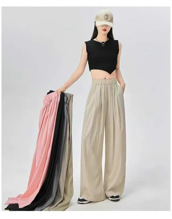 山本裤女春夏季2025新款高腰垂感百搭阔腿慵懒宽松显瘦拖地休闲裤