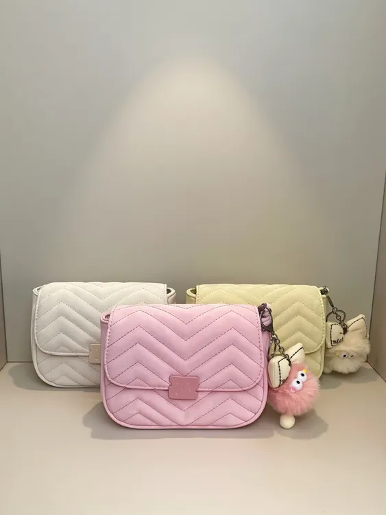 小香风菱格纹链条小方包 多巴胺少女休闲通勤单肩斜挎包 送挂件