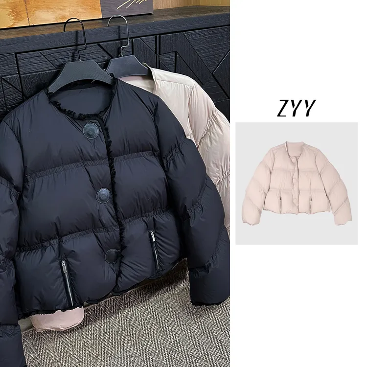 ZYY【延续浪漫】2024S/S新品短款设计感韩版圆领羽绒服女X24DY11302