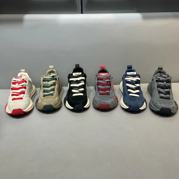 2025秋季新款磨砂皮拼接设计休闲老爹鞋防滑耐磨时尚运动潮流男鞋