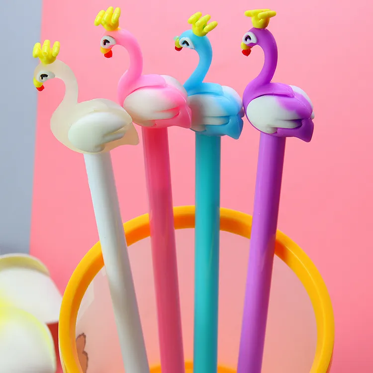火烈鸟卡通动物造型可爱创意中性笔学生用签字水性笔趣味文具