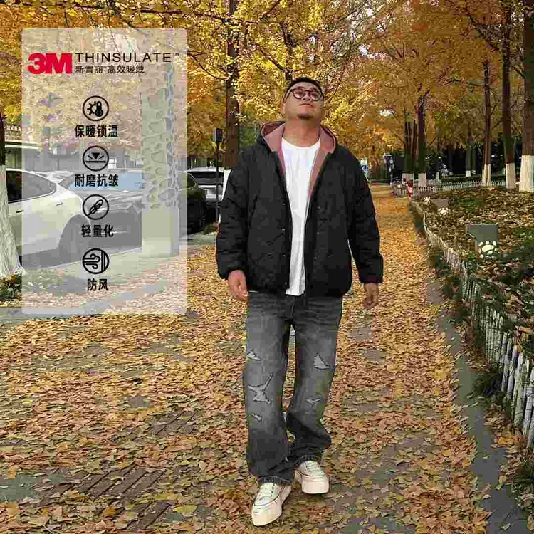 SHOOT''-3M新雪丽高保暖刺绣棉衣葫芦纹大码内胆棉服耐磨冬季防风