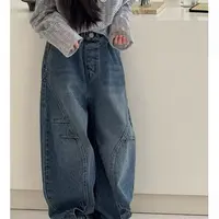 【牛仔一体绒】男童加绒牛仔裤秋冬款2025一体绒加厚直筒宽松弯刀裤