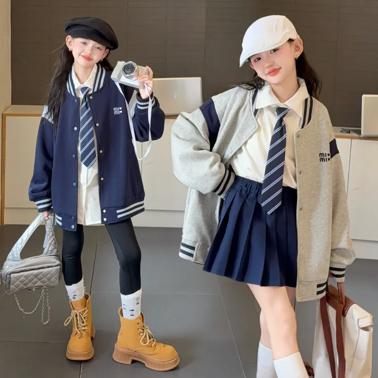 女童棒球服外套2025春秋新款洋气时尚中大童韩系百搭学院风上衣潮