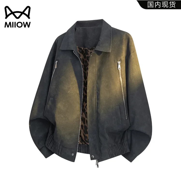 猫人底特律美式复古皮夹克外套男款春秋潮牌痞帅机车夹克男生上衣