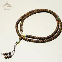 宝梵陀 沉香18k奇楠⽩蜡⿎珠⻓串8450