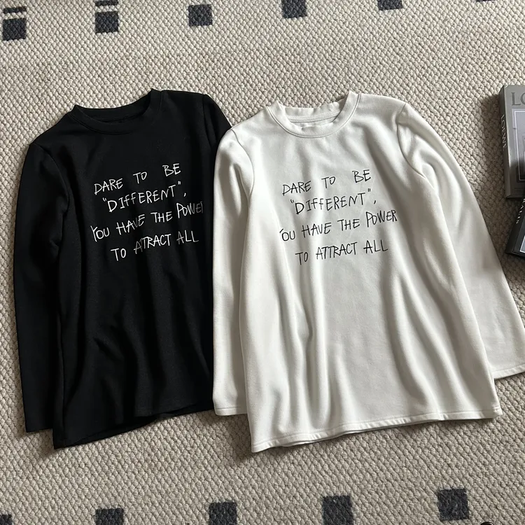 【米可家】双面绒加厚字母印花简约大版上衣25907