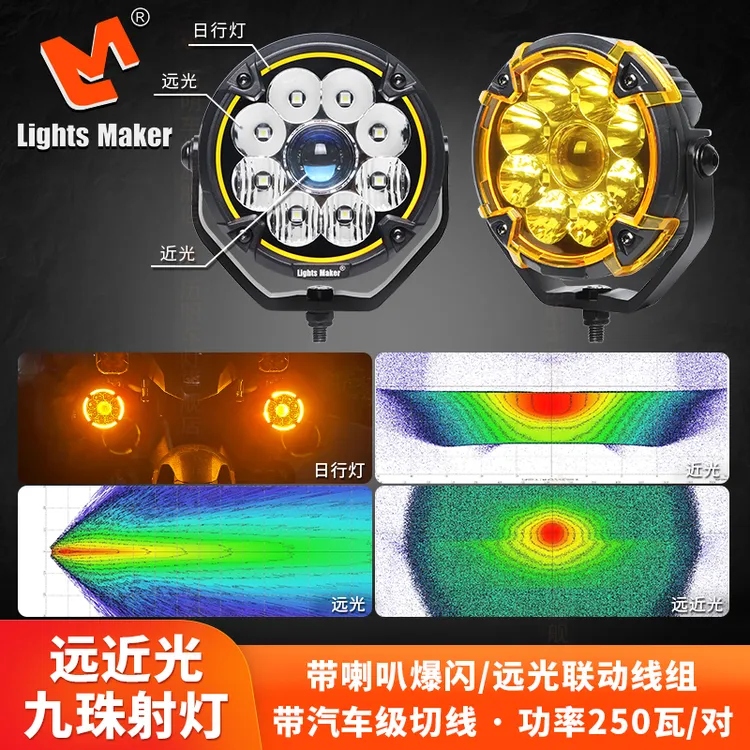 历明4090S摩托车拉力车高功率切线透镜灯