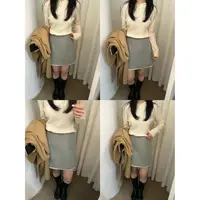 L-5589##FU#韩系简约下摆撞色设计显瘦百搭半身裙（福利）