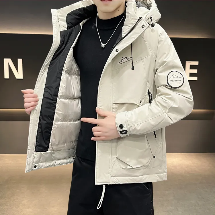 埃卢涅芬新款冬季男士羽绒服潮流韩版百搭连帽休闲男装轻薄保暖