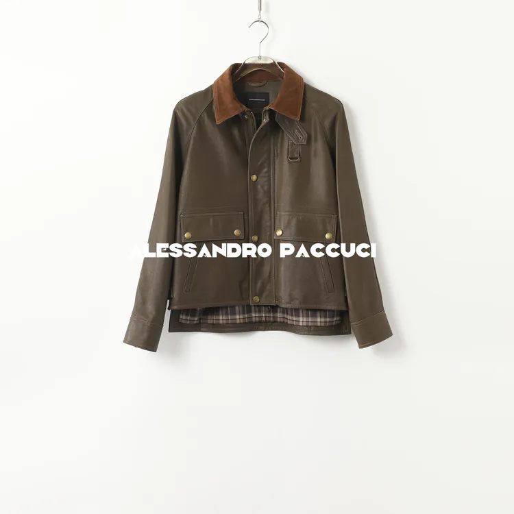 AP洛哥26507X【黑标系列】 小羊皮美式复古翻领皮衣外套2024秋