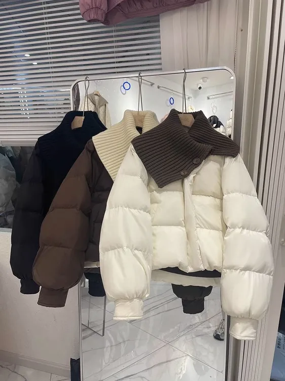 短款优等品220g以上冬季百搭简约富婆风羽绒服保暖拼接时尚加厚