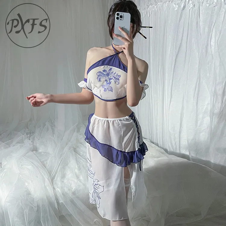 法式系列古风长裙分体诱惑中国风女PXFS肚兜制服套装2424性感开叉