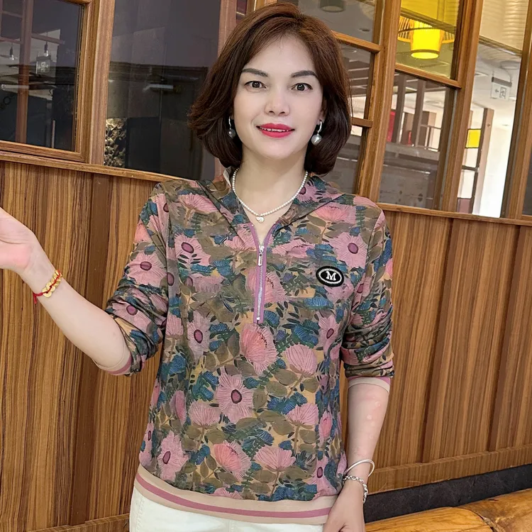 妈妈装时尚流行潮牌小衫女装宽松秋季女士独特漂亮休闲上衣 L990