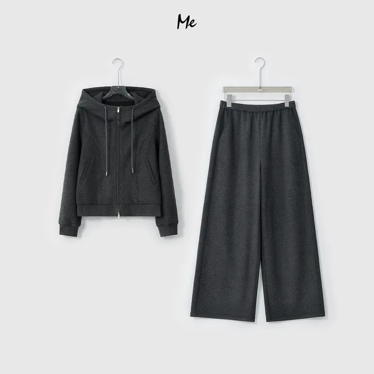 ME【星钻套装（加绒）】满天星烫钻糯叽叽时尚保暖套装MESA5372