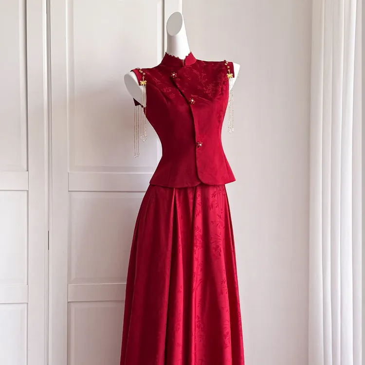 【月下兮-昭和录】新中式红色敬酒新娘结婚婚服小个子旗袍订婚礼服