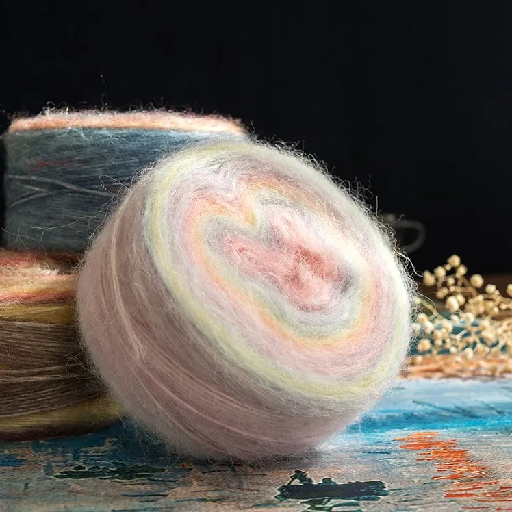 川彩印象日出段染毛线团手工diy编织钩针棒针毯子毛衣围巾