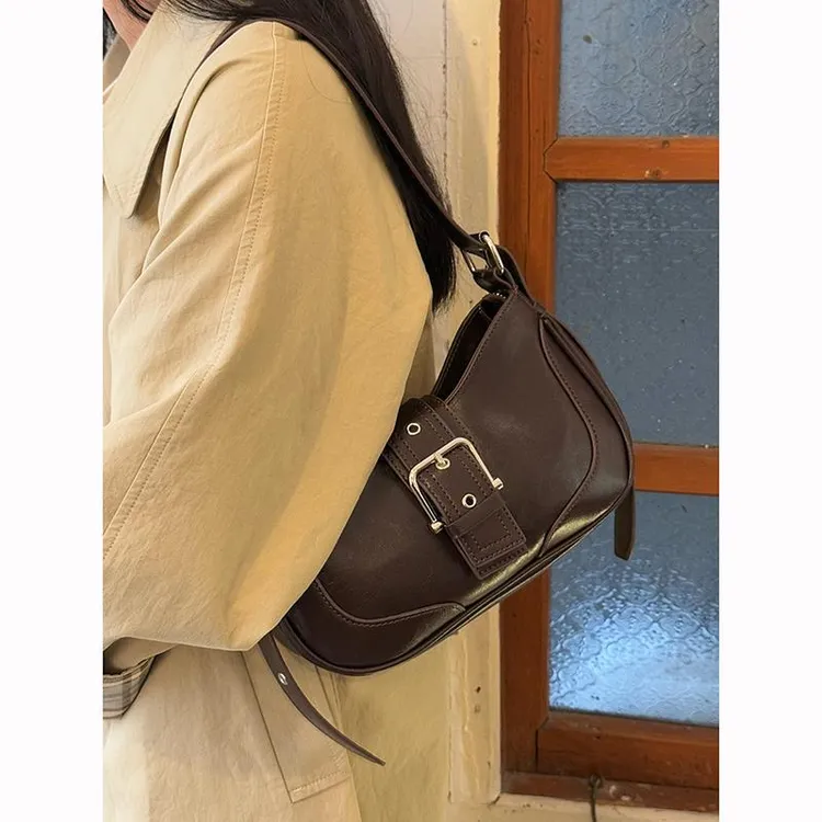 复古甜酷辣妹机车包包女2025新款高级感腋下新月包小众单肩斜挎包