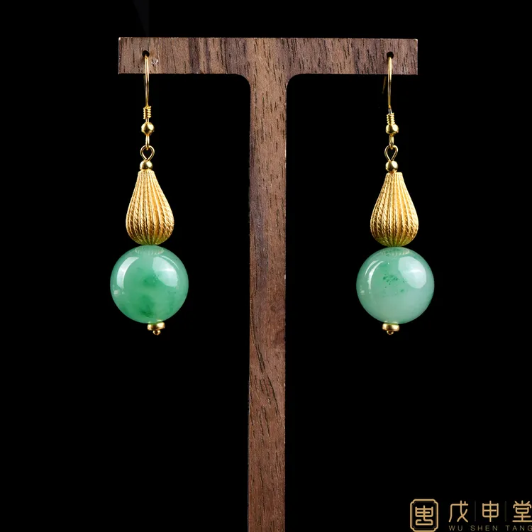 戊申堂冰玉独龙玉耳饰 国风珠宝