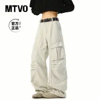MTVO迈特优秋季新款工装松紧腰直口伞兵裤百搭宽松潮流休闲裤5184