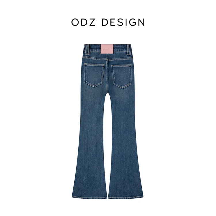 【ODZ】长腿秘籍/海王星蓝九分牛仔裤女秋季新款高腰显瘦喇叭长裤