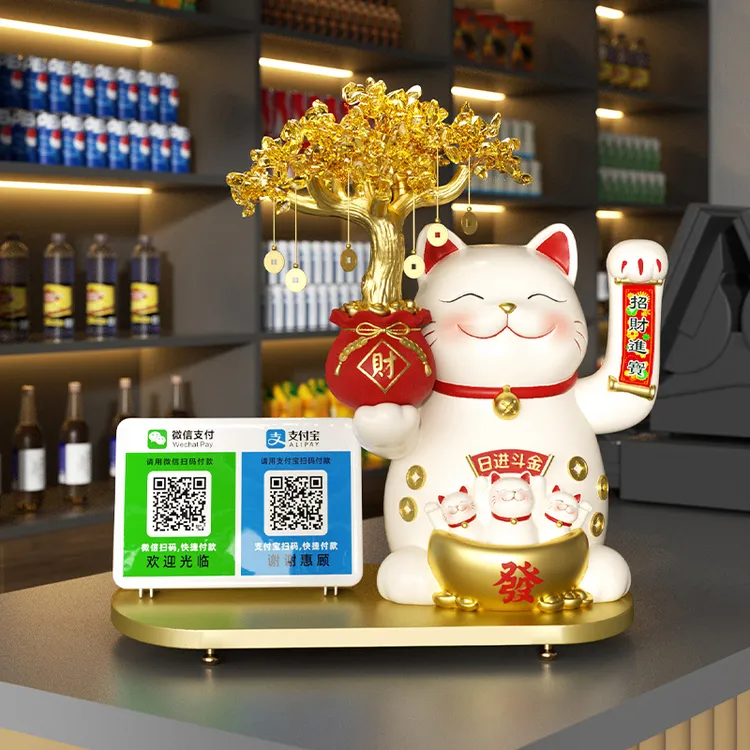 招财猫摆件店铺前台收银台装饰品桌面高档大号发财猫礼物开业大吉