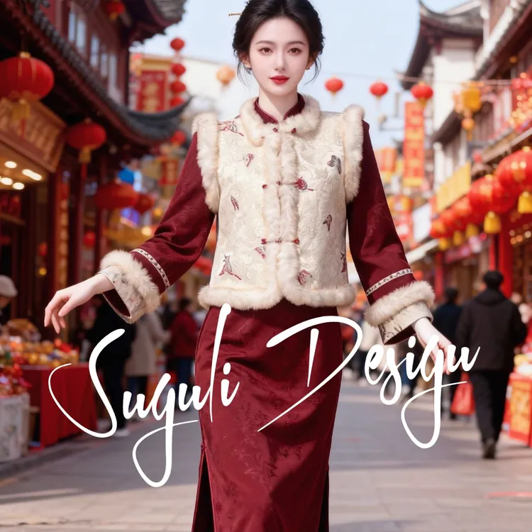 苏故里（新年红裳）新中式过年战袍旗袍连衣裙加绒加厚改良版年轻款