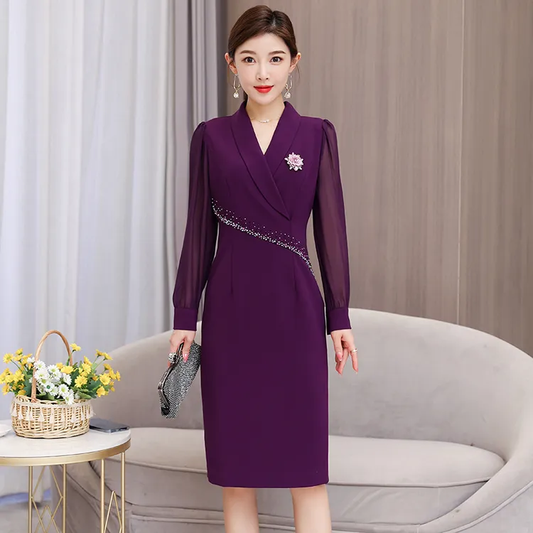 高级感婚礼长袖连衣裙女2025年妈妈上档次婚宴礼服喜婆婆装敬酒服