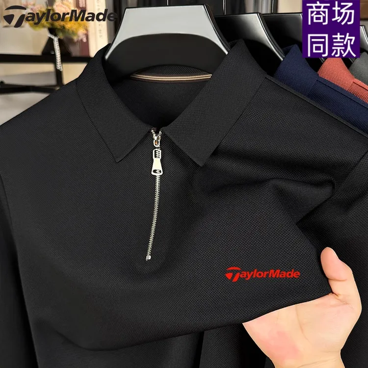 泰勒梅高尔夫秋冬男士长袖polo衫翻领拉链门襟商务休闲T恤衫卫衣