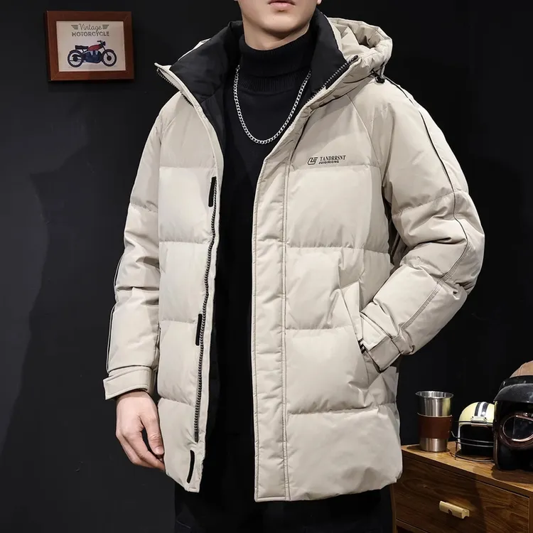 Cebrodz鹅绒羽绒服男冬季中长款连帽2024新款潮牌大码