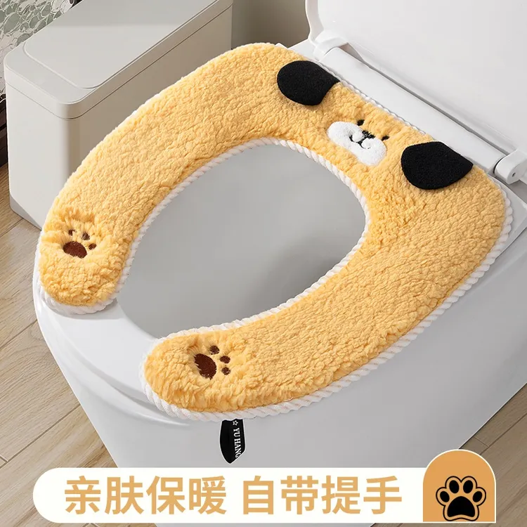 晟旎马桶坐垫儿童毛绒硅胶泡沫新一代厕所坐便垫农村马桶坐垫马桶垫拉链款秋冬