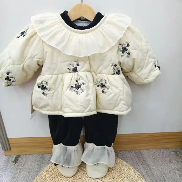 400克高定棉花衣冬季连体包脚棉花两件套