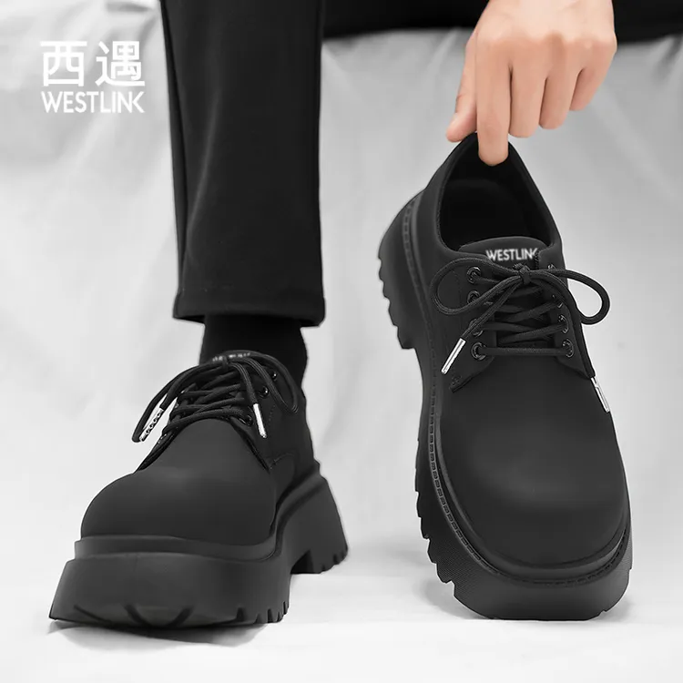 Westlink/西遇大头德比鞋秋季新款厚底防滑百搭休闲皮鞋低帮系带