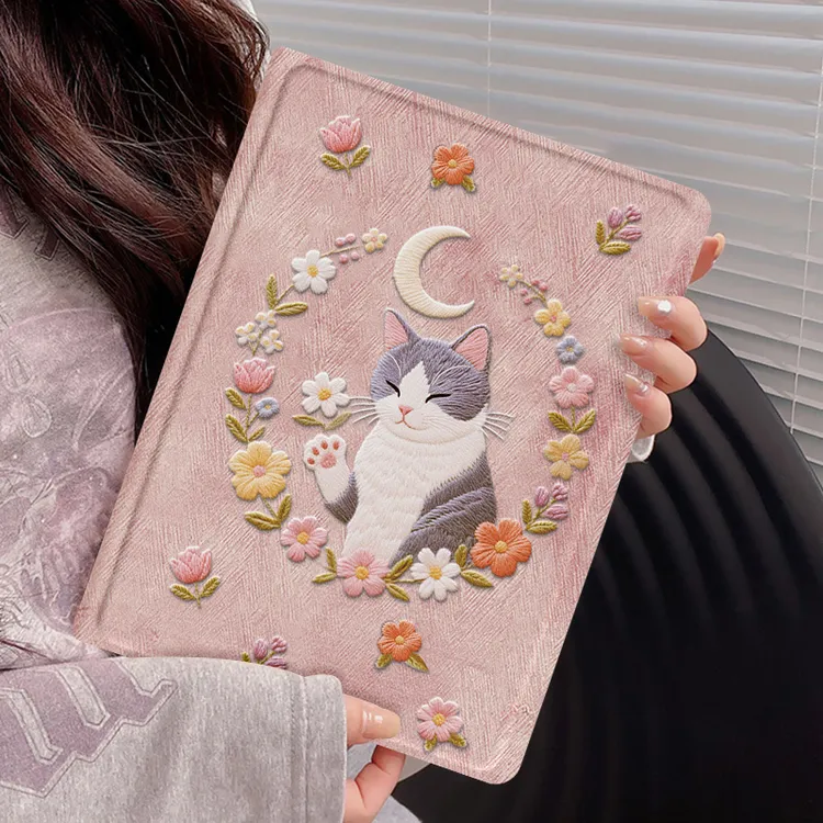 刺绣花朵猫华为matepad11.5s保护套ins新款pro12.2平板保护壳2025