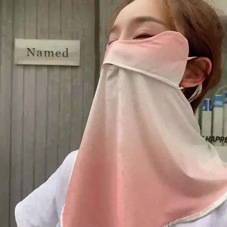 夏季女士冰丝防晒面罩脸基尼户外骑行遮阳开口透气护眼角渐变口罩