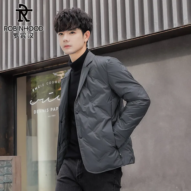罗宾汉/ROBINHOOD翻领轻薄棉服男士新款高档潮牌保暖冬季西装外套