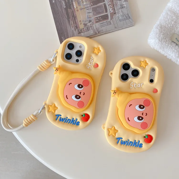 【苹果】可爱横板星星人伸缩支架适用iPhone17p立体16硅胶15手机壳
