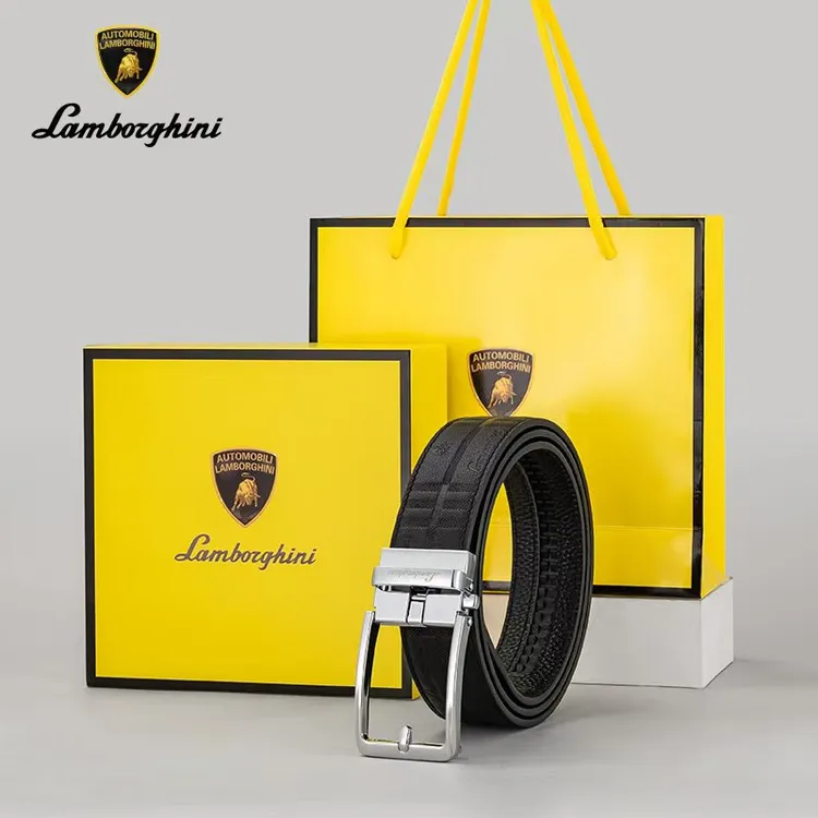 兰博基尼联名牛猛将男士双面真牛皮带自动扣头商休闲裤腰带真皮带